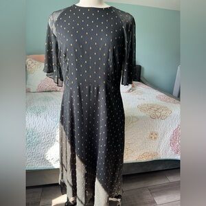 Ann Taylor Black Dress with Gold Appliqué